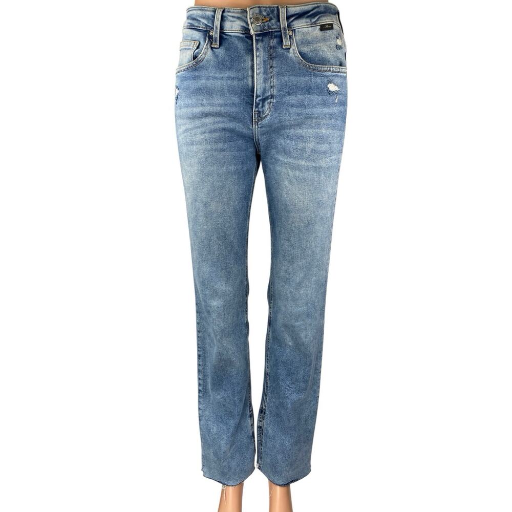 Mavi Maria Slit Women's Blue High Rise Distressed Flare Bootcut Denim Jeans 26